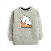MILK & MOCHA GREY HEADER COLOR GIRLS LONG SLEEVE SWEAT-SHIRT