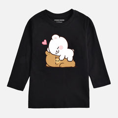 MILK & MOCHA JUNIOR JET BLACK COLOR GIRLS LONG SLEEVE T-SHIRT