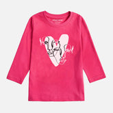DIGITAL PRINTED HEART CALIGRAPHY JUNIOR PARADISE PINK COLOR GIRLS LONG SLEEVE T.SHIRT