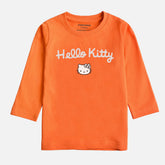 DIGITAL PRINTED HELLO KITTY JUNIOR MOCK ORANGE COLOR GIRLS LONG SLEEVE T.SHIRT