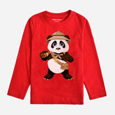 PIRATE PANDA JUNIOR BOYS RED COLOR LONG SLEEVE T-SHIRT