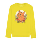 DIGITAL PRINTED CUTE CAT JUNIOR BLAZING YELLOW COLOR GIRLS LONG SLEEVE T.SHIRT