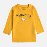 DIGITAL PRINTED HELLO KITTY JUNIOR CANARY YELLOW COLOR GIRLS LONG SLEEVE T.SHIRT