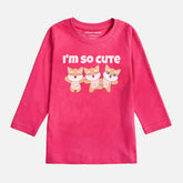 DIGITAL PRINTED I’M CUTE JUNIOR PARADISE PINK COLOR GIRLS LONG SLEEVE T.SHIRT