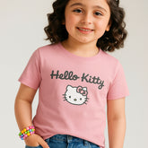 DIGITAL PRINTED HELLO KITTY JUNIOR TICKLED PINK COLOR GIRLS T.SHIRT
