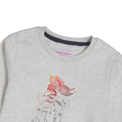 GIRLS OATMEAL SHADE FLEECE SWEAT-SHIRT