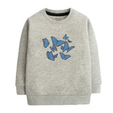 Digital Printed Butterflies Junior Grey Header Color Girls Long Sleeve Sweat-Shirt