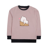MILK & MOCHA JUNIOR PINK HEADER COLOR GIRLS LONG SLEEVE SWEAT-SHIRT