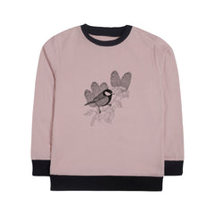 Digital Printed Junior Pink Header Color Girls Long Sleeve Sweat-Shirt