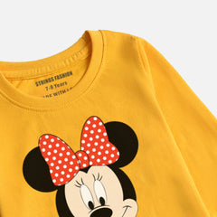 MINNIE JUNIOR CANARY YELLOW COLOR GIRLS LONG SLEEVE T-SHIRT