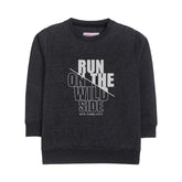 RUN ON THE WILD SIDE CHARCOAL BOYS LONG SLEEVE SWEAT-SHIRT