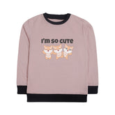 I'M SO CUTE JUNIOR PINK HEADER COLOR GIRLS LONG SLEEVE SWEAT-SHIRT