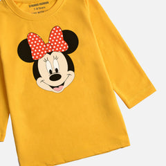 MINNIE JUNIOR CANARY YELLOW COLOR GIRLS LONG SLEEVE T-SHIRT