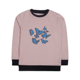 Digital Printed Junior Pink Header Color Girls Long Sleeve Sweat-Shirt