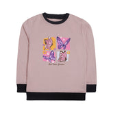 Digital Printed Junior Pink Header Color Girls Long Sleeve Sweat-Shirt