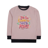 Printed Junior Pink Header Color Girls Long Sleeve Sweat-Shirt