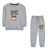 BABY SHARK JUNIOR BOY GREY HEADER COLOR FLEECE TRACK SUIT