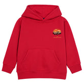 ADVENTURE PRINTED RED BOYS FLEECE HOODIE
