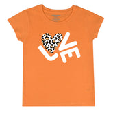 ORANGE PRINTED LOVE POINT GIRLS T.SHIRT