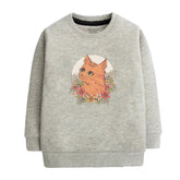 CUTE CAT JUNIOR GREY HEADER COLOR GIRLS LONG SLEEVE SWEAT-SHIRT