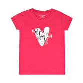 PARADISE PINK PRINTED COUPLE FACES IN HEART GIRLS T.SHIRT