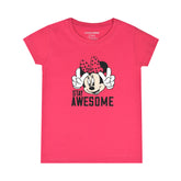 PARADISE PINK PRINTED MINNIE MOUSE STAY AWESOME GIRLS T.SHIRT