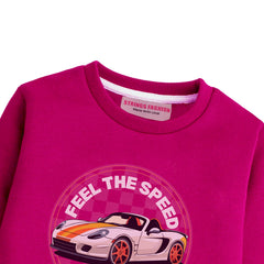 FEEL THE SPEED RED COLOR BOYS LONG SLEEVE SWEAT-SHIRT