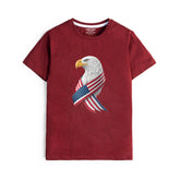 MAROON GRAPHICS AMERCAN FLAG T-SHIRT