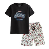 AMERICAN BIKE BOYS SHORT SLEEVE BLACK T.SHIRT & FOOTBALL PRINTED SHORTS (SF-29201)