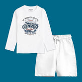 AMERICAN BIKE BOYS LONG SLEEVE WHITE T.SHIRT & SHORTS (SF-27701)