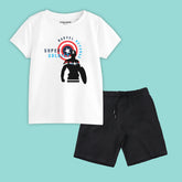 AMERICAN SOLDIER BOYS SHORT SLEEVE WHITE T.SHIRT & BLACK SHORTS (SF-27902)