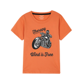 BIKE PRINTED ORANGE BOYS T.SHIRT