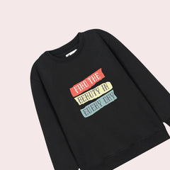 FIND BEAUTY BLACK COLOR Girls Long Sleeve Sweat-Shirt