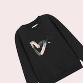 HEART PRINTED BLACK COLOR Girls Sweat-Shirt