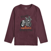 BIKE PRINTED Burgundy Color Boys Long Sleeve T-shirt