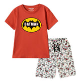 BATMAN BOYS SHORT SLEEVE RED T.SHIRT & FOOTBALL PRINTED SHORTS