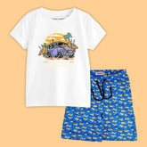 BEACH BOUND BOYS SHORT SLEEVE WHITE T.SHIRT & PLANE PRINTED SHORTS (SF-29103)