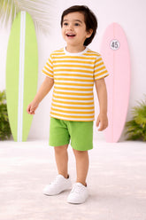 F.STRIPER MUSTARD AND OAITMAIL JUNIOR BOYS T.SHIRT