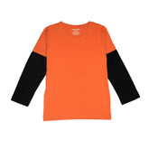 JUNIOR CELOSIA ORANGE (Black Arms) COLOR BOYS LONG SLEEVE T.SHIRT