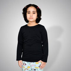 Junior Jet Black Color Girls Long Sleeve T.Shirt