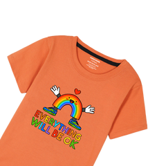 RAINBOW PRINTED ORANGE BOYS T.SHIRT