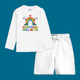 EVERYTHING WILL BE OK BOYS LONG SLEEVE WHITE T.SHIRT & SHORTS (SF-27704)