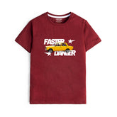FASTER DANGER PRINTED MEHROON JUNIOR BOYS T.SHIRT