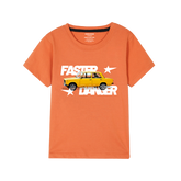 FASTER DANGER PRINTED ORANGE BOYS T.SHIRT