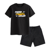 FASTER BOYS SHORT SLEEVE BLACK T.SHIRT & SHORTS