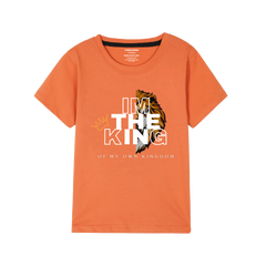 I AM KING PRINTED ORANGE BOYS T.SHIRT