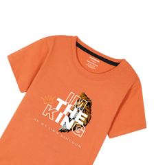 I AM KING PRINTED ORANGE BOYS T.SHIRT