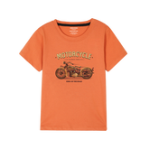MOTERCYCLE PRINTED ORANGE BOYS T.SHIRT