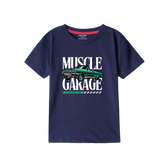 MUSCLE GARAGE NAVY PRINTED BOYS T.SHIRT