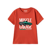 MUSCLE GARAGE PRINTED RED JUNIOR BOYS T.SHIRT